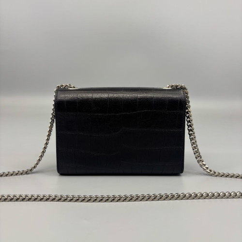 Yves Saint Laurent Mini Kate Calfskin Crocodile Embossed Black