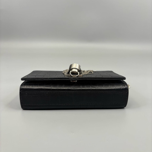 Yves Saint Laurent Mini Kate Calfskin Crocodile Embossed Black