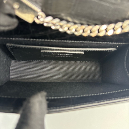 Yves Saint Laurent Mini Kate Calfskin Crocodile Embossed Black