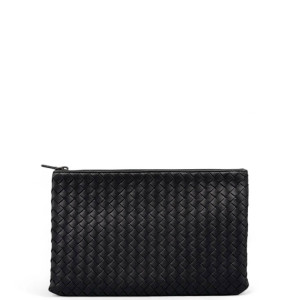Bottega Veneta Bill Pouch Calfskin Intrecciato Black