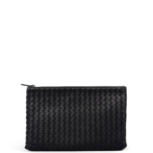 Bottega Veneta Bill Pouch Calfskin Intrecciato Black