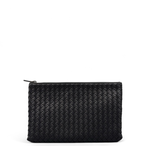Bottega Veneta Bill Pouch Calfskin Intrecciato Black