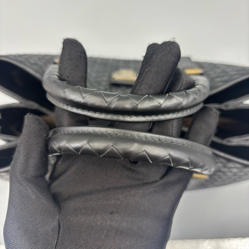 Bottega Veneta Small Roma Tote Bag Calfskin Intrecciato Black