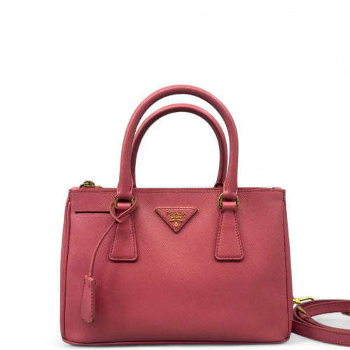 Prada Small Galleria Double Zip Tote Calfskin Pink
