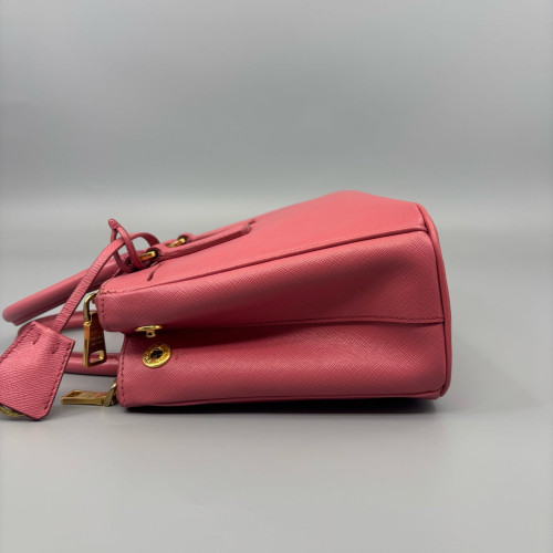 Prada Small Galleria Double Zip Tote Calfskin Pink