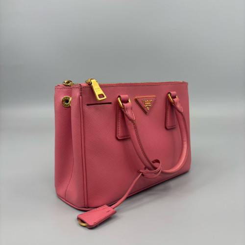 Prada Small Galleria Double Zip Tote Calfskin Pink