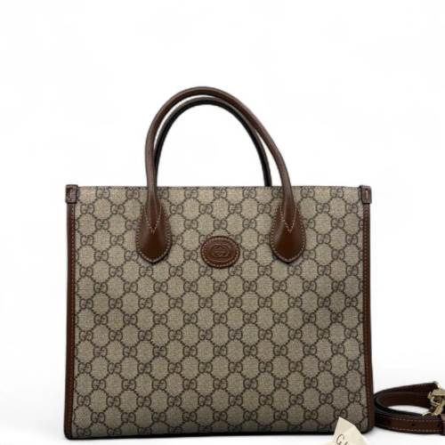 Gucci Small Sunset Tote GG Monogram Brown Beige