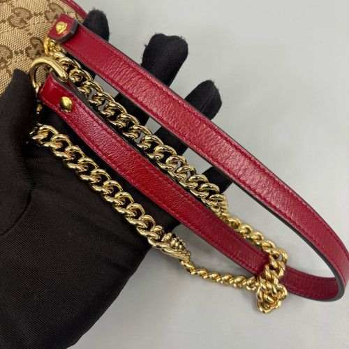 Gucci Mini GG Marmont GG Supreme Monogram Calfskin Beige Brown Red