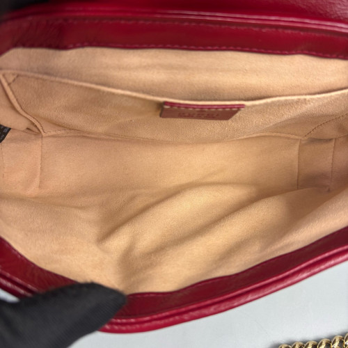 Gucci Mini GG Marmont GG Supreme Monogram Calfskin Beige Brown Red