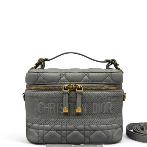 Dior Cannage Stitch Small Diortravel Vanity Case Calfskin Dusty Blue