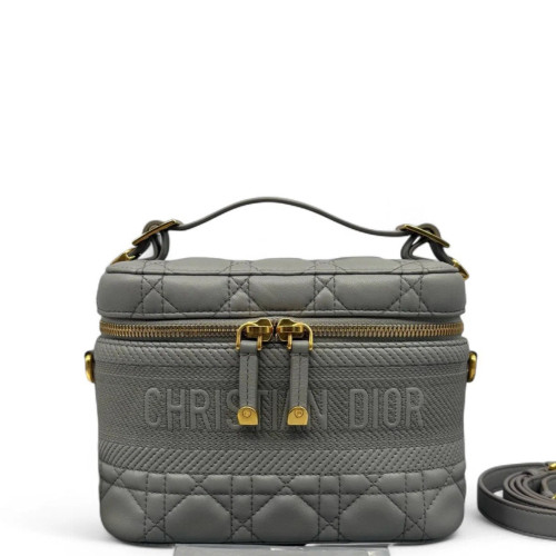 Dior Cannage Stitch Small Diortravel Vanity Case Calfskin Dusty Blue