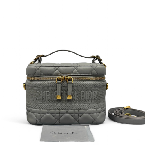 Dior Cannage Stitch Small Diortravel Vanity Case Calfskin Dusty Blue