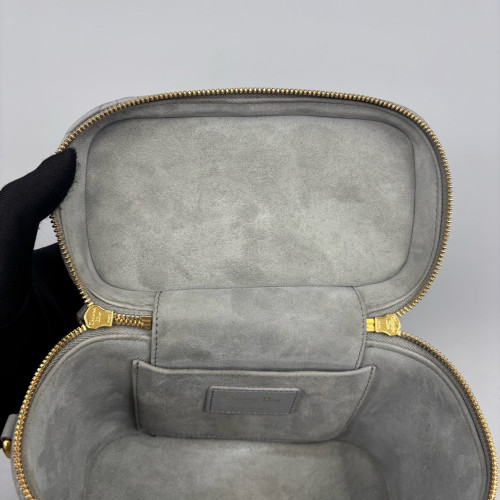 Dior Cannage Stitch Small Diortravel Vanity Case Calfskin Dusty Blue