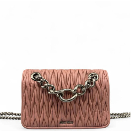 Miu Miu Crossbody Bag Crumpled Calfskin Pink