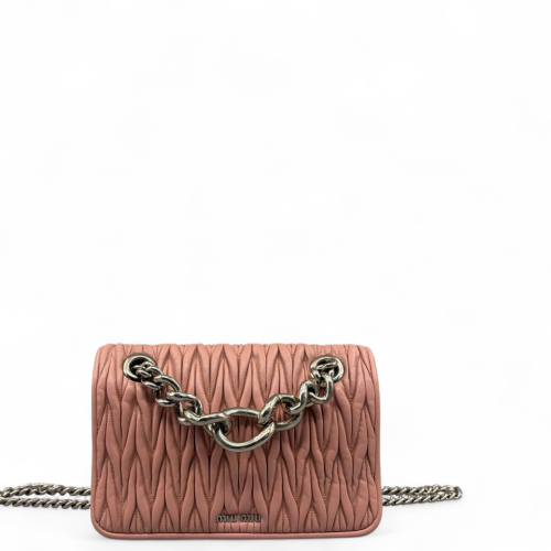 Miu Miu Crossbody Bag Crumpled Calfskin Pink