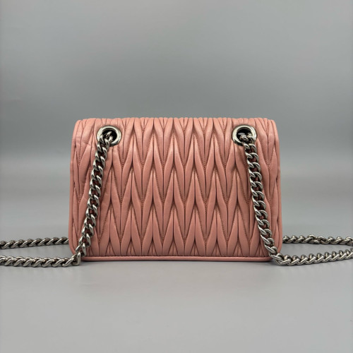 Miu Miu Crossbody Bag Crumpled Calfskin Pink