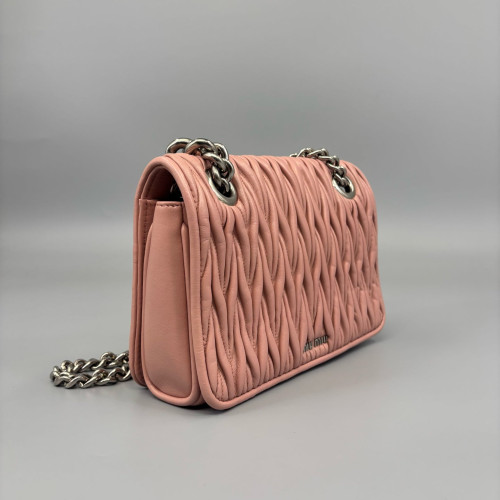 Miu Miu Crossbody Bag Crumpled Calfskin Pink