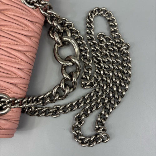 Miu Miu Crossbody Bag Crumpled Calfskin Pink
