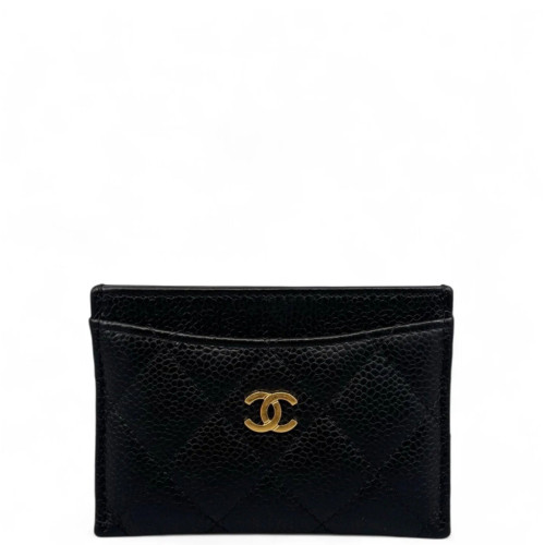 Chanel Quilted Card Holder Grained Calfskin Black Chanel Quilted Card Holder Grained Calfskin Black