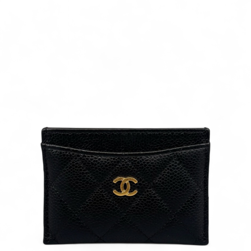 Chanel Quilted Card Holder Grained Calfskin Black Chanel Quilted Card Holder Grained Calfskin Black