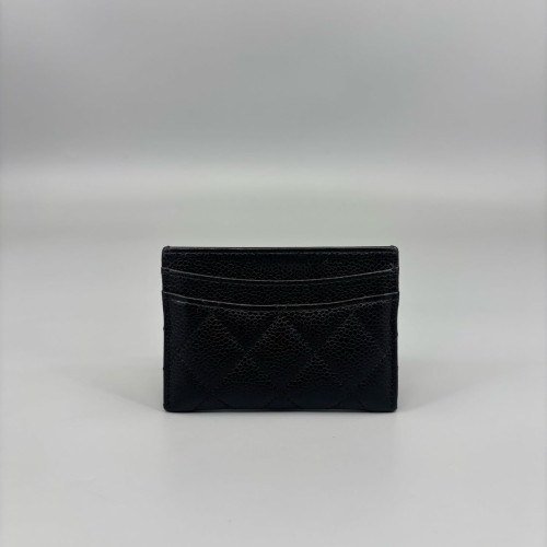 Chanel Quilted Card Holder Grained Calfskin Black Chanel Quilted Card Holder Grained Calfskin Black