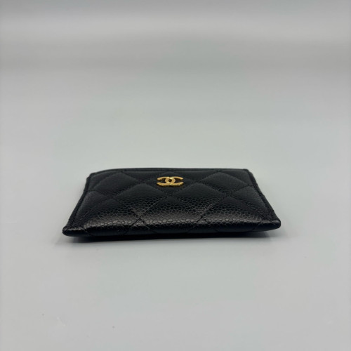 Chanel Quilted Card Holder Grained Calfskin Black Chanel Quilted Card Holder Grained Calfskin Black