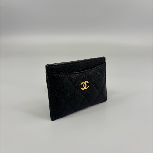Chanel Quilted Card Holder Grained Calfskin Black Chanel Quilted Card Holder Grained Calfskin Black