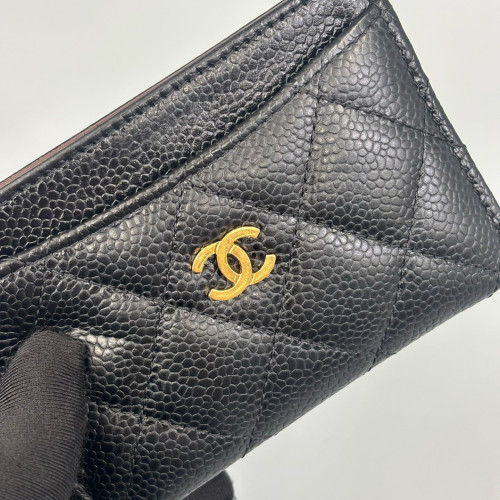 Chanel Quilted Card Holder Grained Calfskin Black Chanel Quilted Card Holder Grained Calfskin Black
