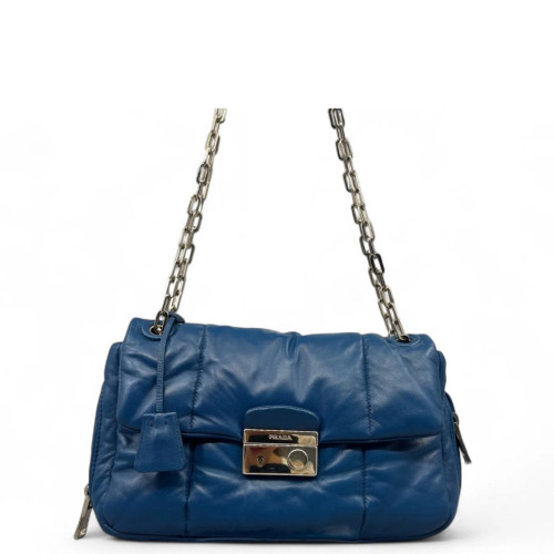 Prada Shoulder Bag Soft Calfskin Blue Prada Shoulder Bag Soft Calfskin Blue