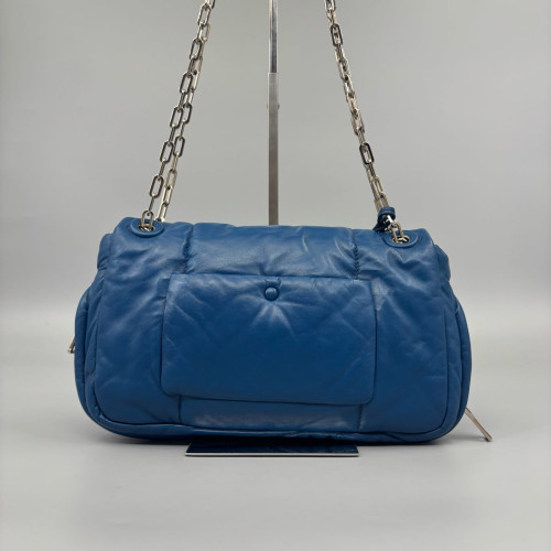 Prada Shoulder Bag Soft Calfskin Blue Prada Shoulder Bag Soft Calfskin Blue