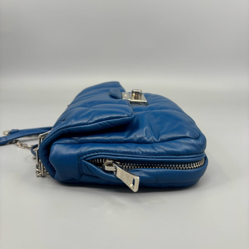 Prada Shoulder Bag Soft Calfskin Blue Prada Shoulder Bag Soft Calfskin Blue