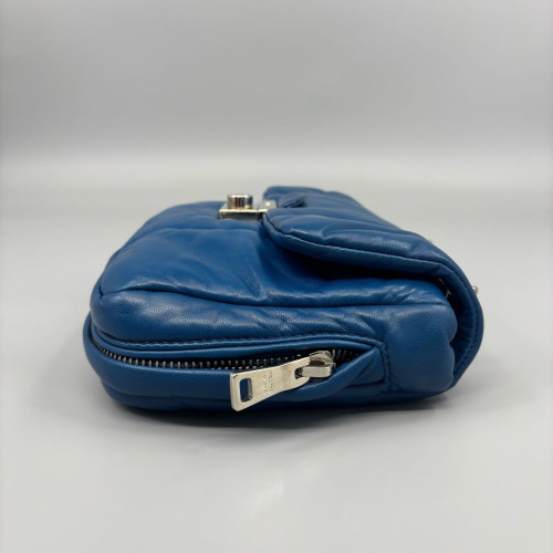 Prada Shoulder Bag Soft Calfskin Blue Prada Shoulder Bag Soft Calfskin Blue