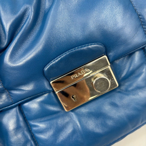 Prada Shoulder Bag Soft Calfskin Blue Prada Shoulder Bag Soft Calfskin Blue