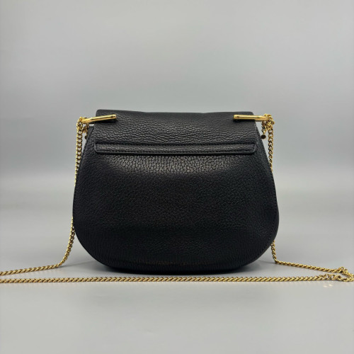 Chloe Medium Drew Shoulder Bag Grained Calfskin Black