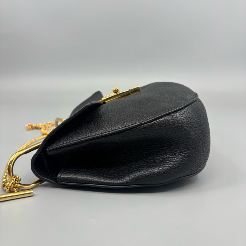 Chloe Medium Drew Shoulder Bag Grained Calfskin Black