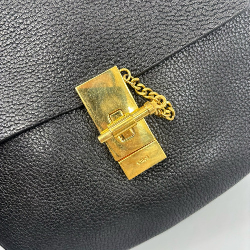 Chloe Medium Drew Shoulder Bag Grained Calfskin Black