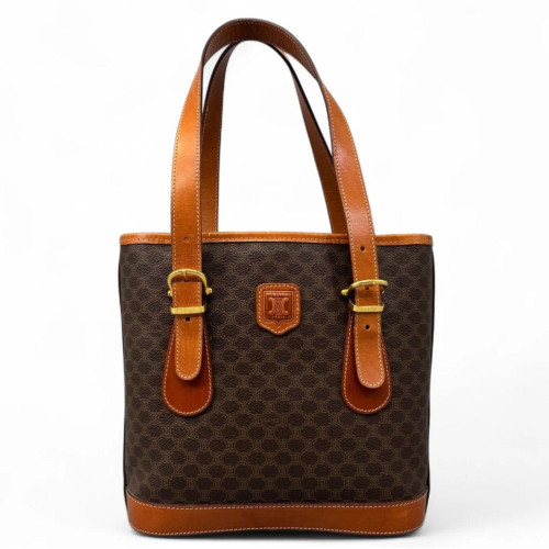 Celine Triomphe Basket Tote Triomphe Calfskin Brown