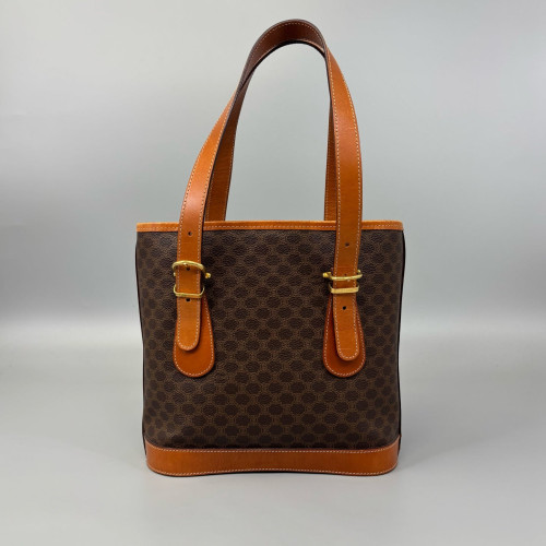 Celine Triomphe Basket Tote Triomphe Calfskin Brown