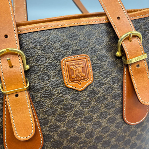 Celine Triomphe Basket Tote Triomphe Calfskin Brown