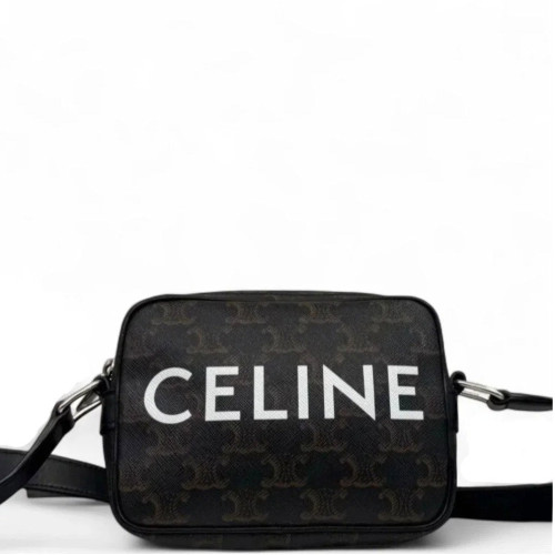 Celine Triomphe Camera Case Triomphe Brown Black