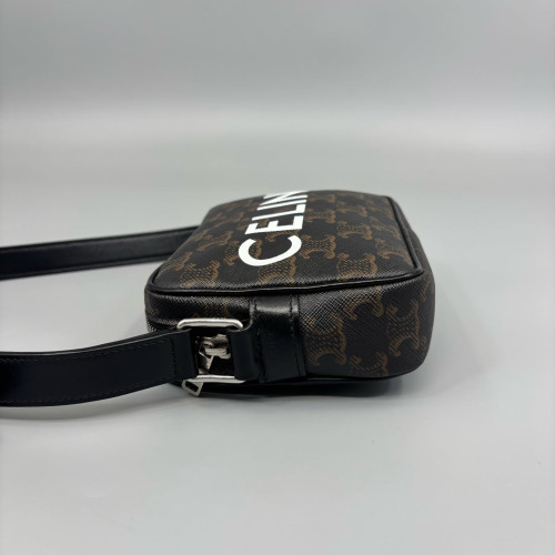 Celine Triomphe Camera Case Triomphe Brown Black