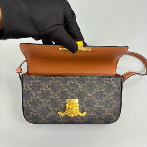 Celine Triomphe Medium Tilly Triomphe Shoulder Bag Triomphe Brown