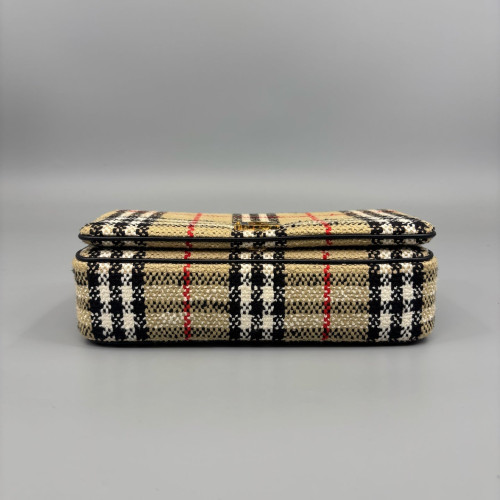Burberry Small Lola Crossbody Bag Tweed Beige Black White Burberry Small Lola Crossbody Bag Tweed Beige Black White
