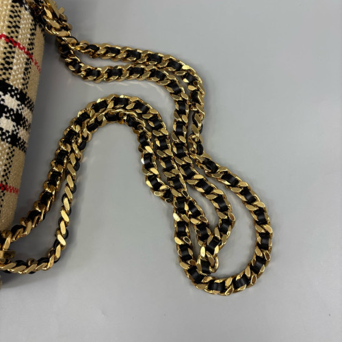 Burberry Small Lola Crossbody Bag Tweed Beige Black White Burberry Small Lola Crossbody Bag Tweed Beige Black White