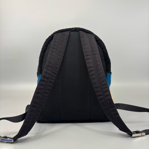 Fendi Backpack Shearling Lambskin Black Red Blue