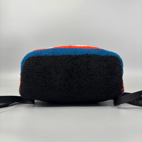 Fendi Backpack Shearling Lambskin Black Red Blue