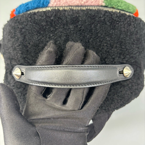 Fendi Backpack Shearling Lambskin Black Red Blue