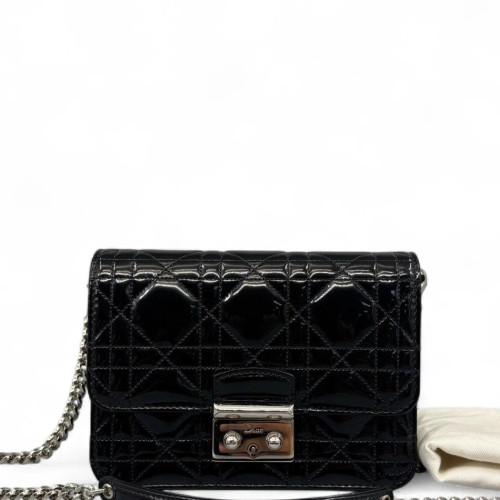 Dior Crossbody Bag Patent Calfskin Black