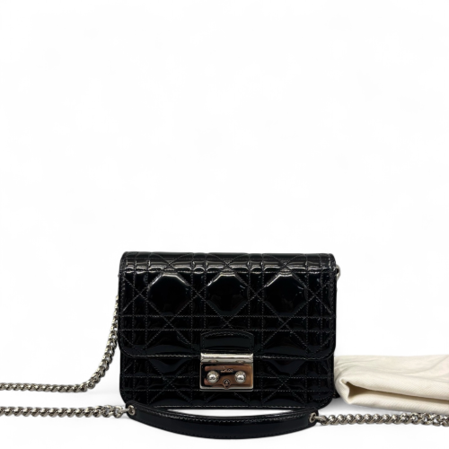 Dior Crossbody Bag Patent Calfskin Black