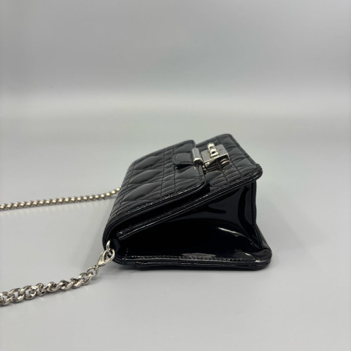 Dior Crossbody Bag Patent Calfskin Black